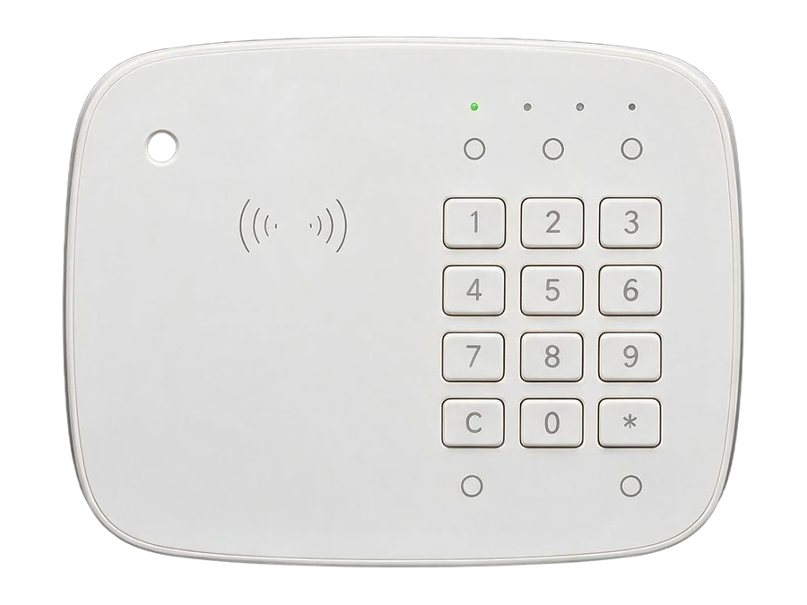 Teclado blanco de alarma inalámbrica con indicador de conexión por radiofrecuencia