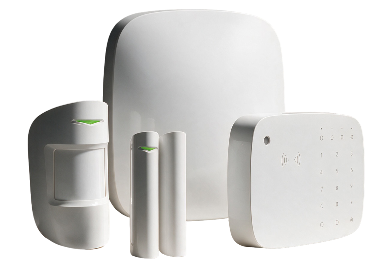 Kit de alarma inalámbrica Ajax con central, sensor de movimiento, sensores magnéticos y teclado