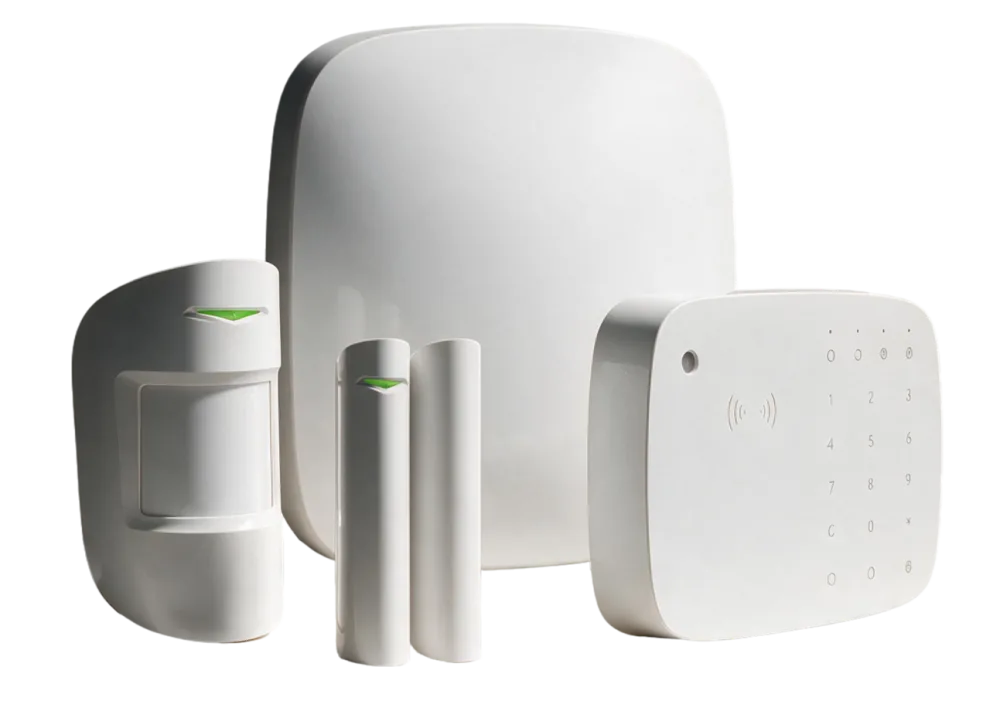 Kit de alarma inalámbrica Ajax con central, sensor de movimiento, sensores magnéticos y teclado